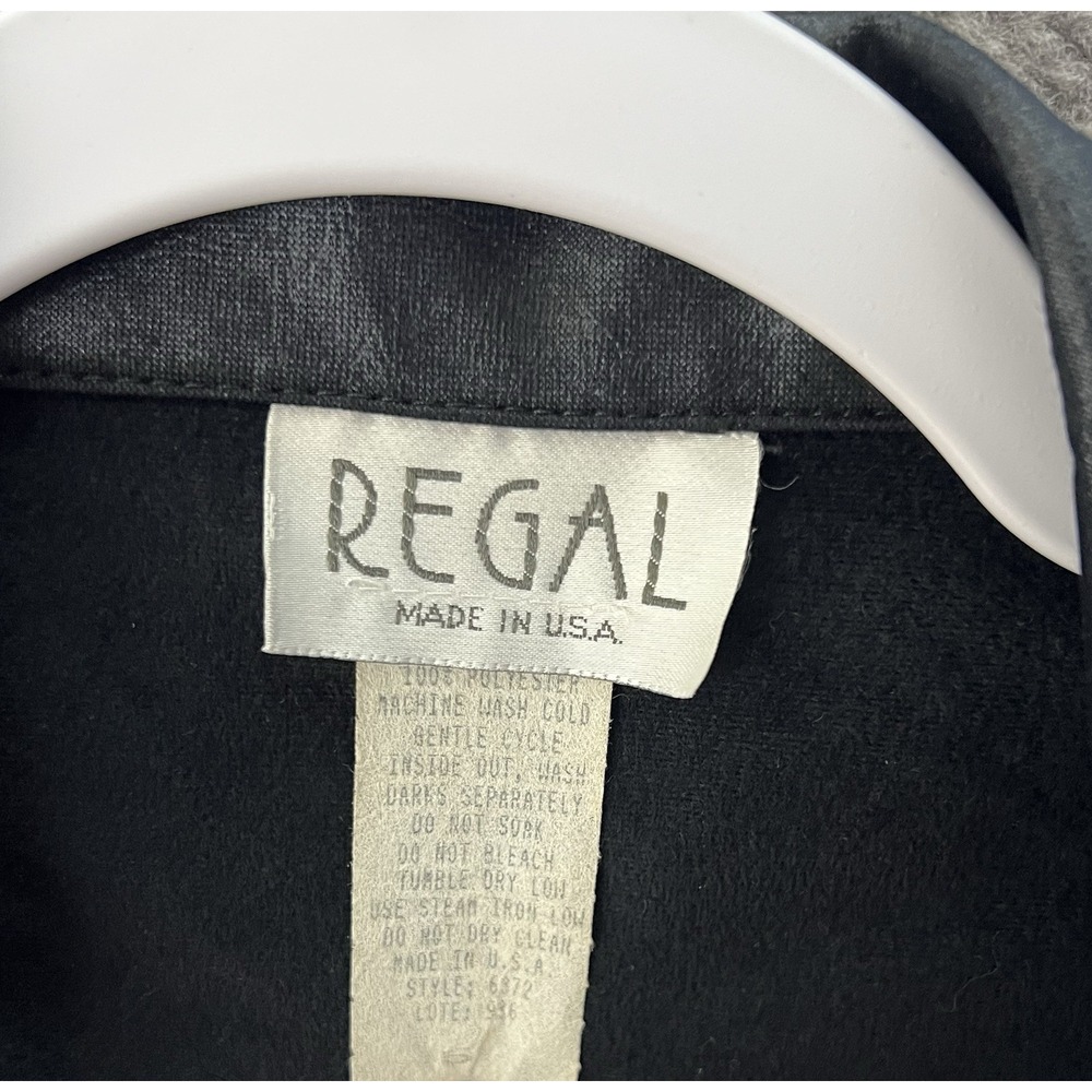 Vintage Regal Faux Leather Blazer Womens Size 6 Black Silver Gold Embellishments - Picture 3 of 6